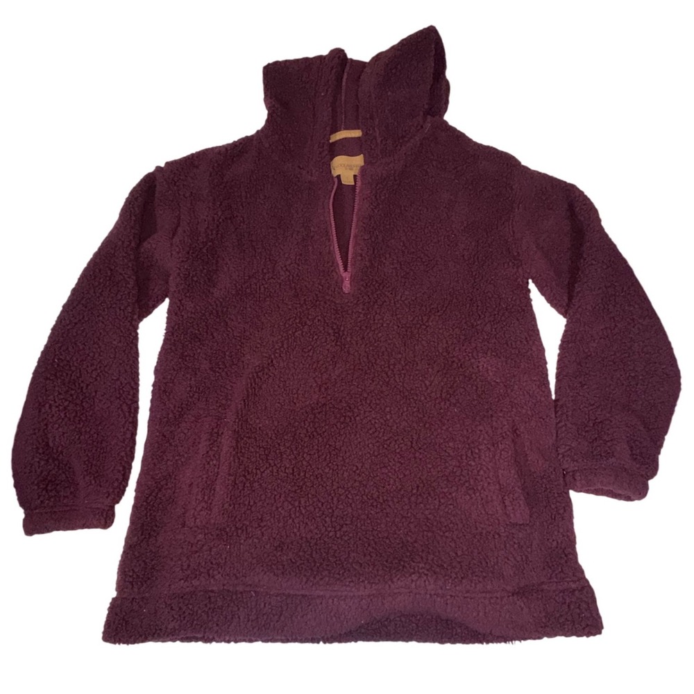 Koolaburra by UGG Quarter Zip Sherpa Hoodie Small Burgundy Soft Fleece Pullover